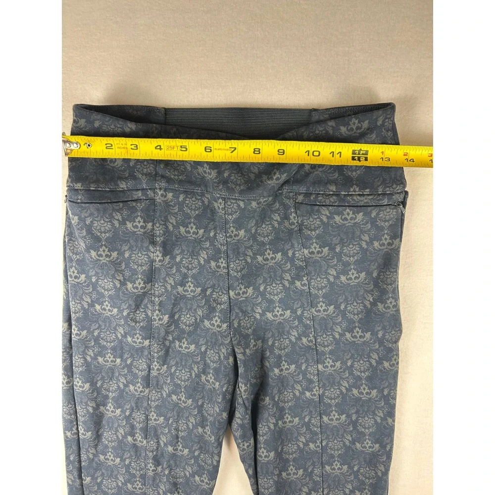 Betabrand Dress Pant Yoga Pants Blue Damask Print Skinny Leg Womens Medium - Picture 7 of 13